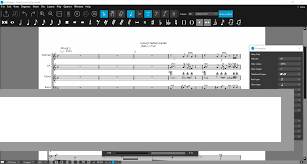 The main ScanScore Professional workspace featuring the dual-window side-by-side view comparing original sheet music scans with digitized staves.