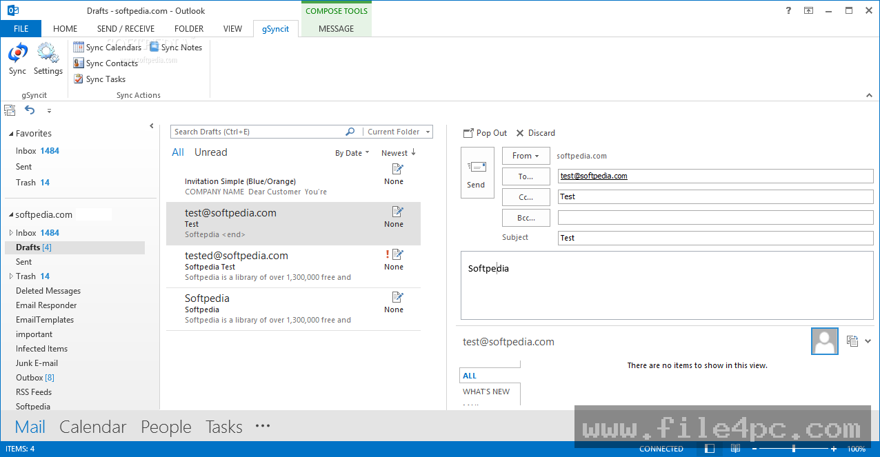 Main gSyncit settings panel inside Microsoft Outlook showing active synchronization mappings for Google, iCloud, and CalDAV accounts.