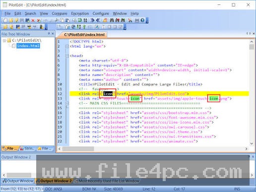 The side-by-side File Comparison window highlighting line and byte differences across multi-gigabyte log files.