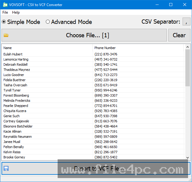 The dynamic QR Code generation tab showing customized dimensions and mobile contact transfer options.