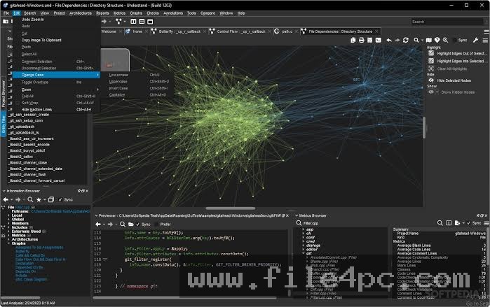 An interactive Call Graph diagram illustrating complex function call dependencies across multiple source files.
