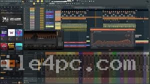 Main FL Studio workspace displaying the Channel Rack step sequencer, Playlist track layout, and active browser panel.