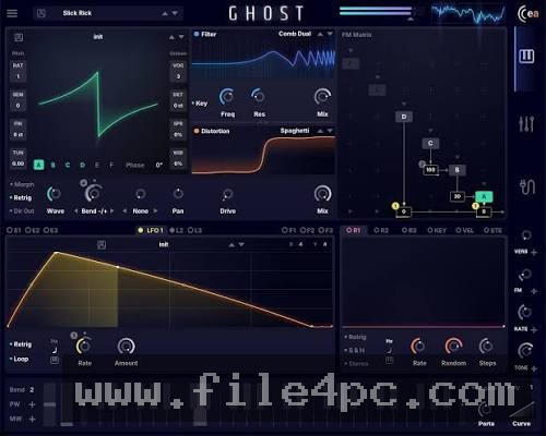 The routing window used to map LFOs, envelopes, and dynamic modulators to various synth parameters.